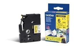 Brother TZeFX 6mm sort p gul FLEX