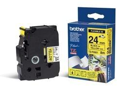 Brother TZeFX 24mm sort p gul FLEX