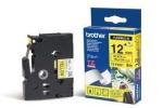 Brother TZeFX 12mm sort p gul FLEX
