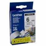 Brother TZe 6mm sort p hvid Standard